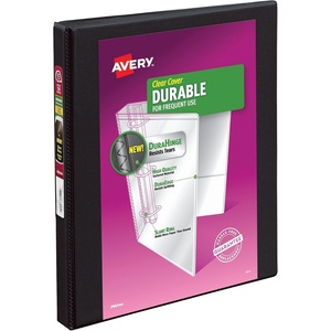 image:imageAvery Durable View 3 Ring Binder 2 Inch Slant Rings 530Sheet Capacity DuraHinge 28 Inch Wide Spine Customizable Clear Cover and Spine 1 Black Binder 1703105
