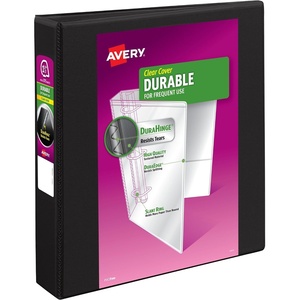 image:imageAvery Durable View 3 Ring Binder 2 Inch Slant Rings 530Sheet Capacity DuraHinge 28 Inch Wide Spine Customizable Clear Cover and Spine 1 Black Binder 1703115