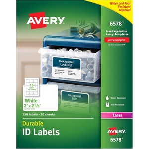 image:imageAvery Durable White Cover Up ID Labels for Laser Printers 2 x 2625 Pack of 750 65782 x 258