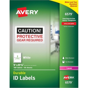 image:imageAvery Durable White Cover Up ID Labels for Laser Printers 5 x 8125 Pack of 100 6579