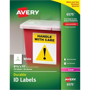 image:imageAvery Durable White Cover Up ID Labels for Laser Printers 85 x 11 Pack of 50 6575