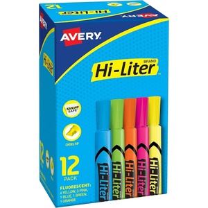 image:imageAvery HiLiter DeskStyle Highlighters Smear Safe Ink Chisel Tip 4 Assorted Color Highlighters 2406312 highlighters