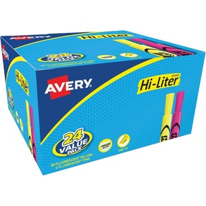 image:imageAvery HiLiter DeskStyle Highlighters Smear Safe Ink Chisel Tip 4 Assorted Color Highlighters 2406324 highlighters