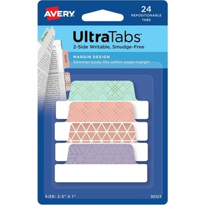 image:imageAvery Margin Ultra Tabs 25 x 1 2Side Writable Assorted Colors 24 Repositionable Page Tabs 74768Metallic Geometric