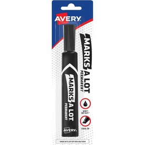 image:imageAvery MarksALot Regular DeskStyle Size Chisel Tip 12 Black Permanent Markers are perfect for signs and posters 07888Black