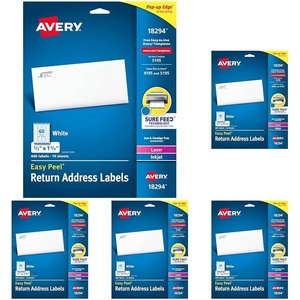 image:imageAvery Printable Return Address Labels with Sure Feed Technology 23 x 134 White Laser amp Inkjet Compatible 600 Blank Labels Total Great for Mailing Branding and More 18294One Size Pack of 5