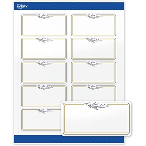 image:imageAvery Printable Shipping Labels 2 x 4 Glossy White with Gold Double Border Florals Design Permanent Adhesive Laser amp Inkjet Compatible 10 Total Great for Shipping Branding and WeddingsGold  Navy Border With Florals