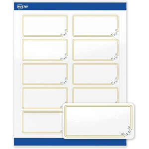 image:imageAvery Printable Shipping Labels 2 x 4 Glossy White with Gold Double Border Florals Design Permanent Adhesive Laser amp Inkjet Compatible 10 Total Great for Shipping Branding and WeddingsDouble Gold Border With Florals