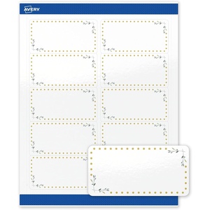 image:imageAvery Printable Shipping Labels 2 x 4 Glossy White with Gold Double Border Florals Design Permanent Adhesive Laser amp Inkjet Compatible 10 Total Great for Shipping Branding and WeddingsGreen Florals With Gold Dots