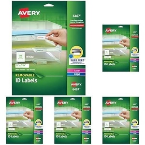image:imageAvery Removable ID Labels Sure Feed Removable Adhesive 05 x 175 2000 Labels 64675