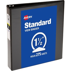 image:imageAvery Standard View 3 Ring Binder 15 Round Rings 275Sheet Capacity 21 Inch Wide Spine 1 Black Binder Ideal for Lightweight Organization and Occasional Referencing 057711 Count Pack of 1