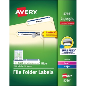 image:imageAvery TrueBlock File Folder Labels 23 x 3716 1500 Printable Labels WhiteBlue Permanent 576623 inches x 3716 inches