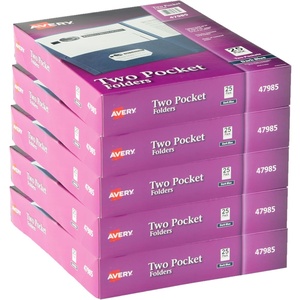 image:imageAvery Two Pocket Folders Holds up to 40 Sheets Business Card Slot Ideal for Portfolios Presentations and School Dark Blue 25 per Box 125 Total 5 Packs of 47985125 folders