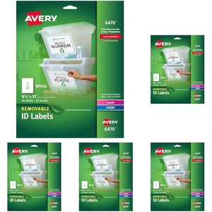 image:imageAvery White Removable Multipurpose Labels 85 x 11 Inches White Pack of 10 06470One Size Pack of 5