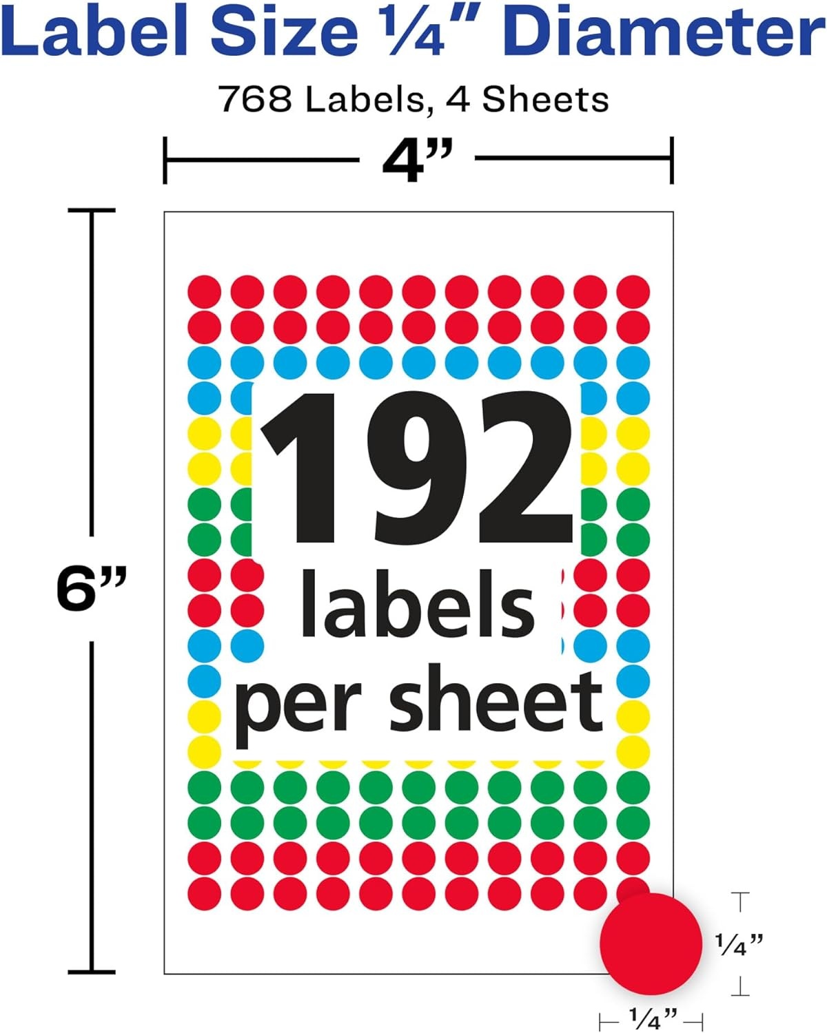 image:imageAveryR ColorCoding Removable Labels 14 Inch Round Stickers Assorted Colors NonPrintable 768 Dot Stickers Per Pack 13824 Total 18 Packs of 5795