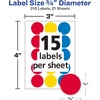 image:imageAvery ColorCoding Removable Labels 34 Inch Round Labels Assorted Colors NonPrintable 315 Dot Stickers Total 6167315 Count Pack of 1