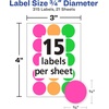 image:imageAvery ColorCoding Removable Labels 34 Inch Round Labels Assorted Neon Colors NonPrintable 315 Dot Stickers Total 673311 340 labels