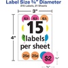 image:imageAvery Garage Sale Removable Labels 34 Inch Round Labels Assorted Colors NonPrintable 315 Pricing Stickers Total 6725One Size