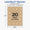 image:imageAvery Kraft Brown Round Labels Sure Feed Technology 2 Diameter 300 Kraft Brown Labels PrinttoTheEdge LaserInkjet PrintableNot PrinttotheEdge