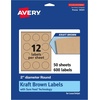image:imageAvery Kraft Brown Round Labels Sure Feed Technology 2 Diameter 300 Kraft Brown Labels PrinttoTheEdge LaserInkjet PrintableWith PrinttotheEdge