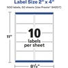 image:imageAvery Matte White Rectangle Labels Sure Feed Technology 2 x 4 250 Matte White Printable Labels500 Labels