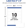 image:imageAvery Printable Shipping Labels with Sure Feed 2 x 4 Customizable Stickers White 250 Blank Mailing Labels Great for Mailing Shipping and More 52632 in X 4 in Pack of 5