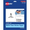 image:imageAvery Matte Clear Rectangle Sticker Sheets 85 x 11 10 Matte Clear Labels LaserInkjet Printable Labels10 sheets