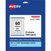 image:imageAvery Matte White Rectangle Labels Sure Feed Technology 05 x 175 1500 Matte White Printable Labels1 500 Labels