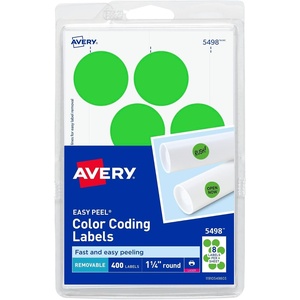 image:imageAvery 5498 Removable Print or Write Color Coding Labels for Laser Printers 114 Round  Neon Green Pack of 400