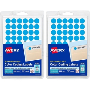 image:imageAvery ColorCoding Removable Labels 12 Inch Round Stickers Light Blue NonPrintable 840 Dot Stickers Total 5050840 Count Pack of 2