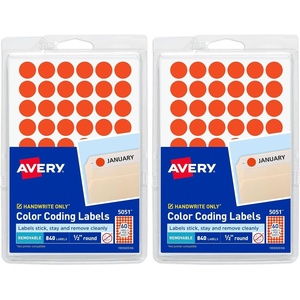 image:imageAvery ColorCoding Removable Labels 12 Inch Round Stickers Neon Coral NonPrintable 840 Dot Stickers Total 505112 Inch Pack of 1680