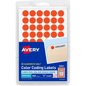 image:imageAvery ColorCoding Removable Labels 12 Inch Round Stickers Neon Coral NonPrintable 840 Dot Stickers Total 505112 Inch Pack of 840