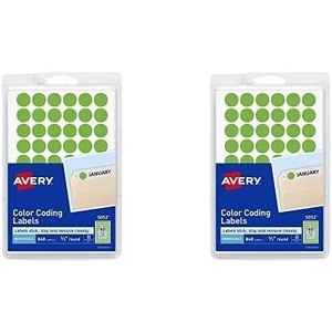 image:imageAvery ColorCoding Removable Labels 12 Inch Round Stickers Neon Green NonPrintable 840 Dot Stickers Total 5052Pack of 2
