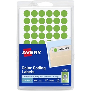 image:imageAvery ColorCoding Removable Labels 12 Inch Round Stickers Neon Green NonPrintable 840 Dot Stickers Total 5052Small