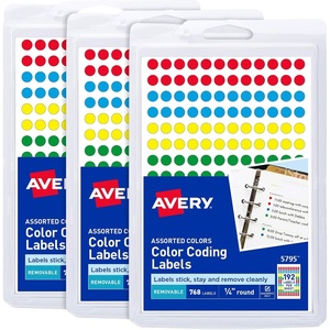 image:imageAvery ColorCoding Removable Labels 14 Inch Round Labels Assorted Colors NonPrintable 3 Packs 2304 Dot Stickers Total 5641Assorted