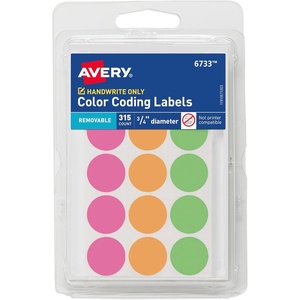image:imageAvery ColorCoding Removable Labels 34 Inch Round Labels Assorted Neon Colors NonPrintable 315 Dot Stickers Total 6733315 labels