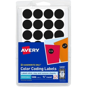 image:imageAvery ColorCoding Removable Labels 34 Inch Round Labels Black NonPrintable 1008 Dot Stickers Total 5459