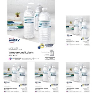 image:imageAvery Durable Waterproof Wraparound Rectangle Labels with Sure Feed Technology 114 x 934 Matte White 40 Customizable Labels for Laser and PigmentInkjet Printers 22845One Size Pack of 5