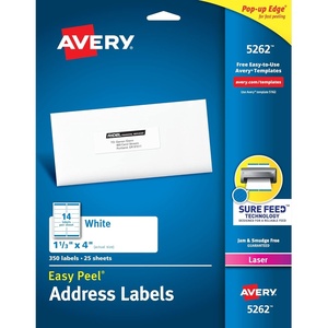 image:imageAvery Easy Peel Printable Address Labels with Sure Feed 113 x 4 White 1400 Blank Mailing Labels for Laser Printers 5162113 x 4