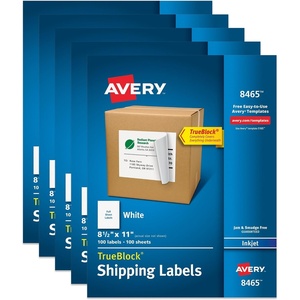 image:imageAvery FullSheet Printable Shipping Labels 85 x 11 Customizable Stickers White 100 Blank Mailing Labels Great for Mailing Shipping Organizing and More 8465500 labels