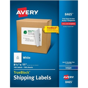 image:imageAvery FullSheet Printable Shipping Labels 85 x 11 Customizable Stickers White 100 Blank Mailing Labels Great for Mailing Shipping Organizing and More 8465100 labels
