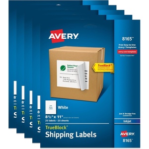 image:imageAvery FullSheet Printable Shipping Labels 85 x 11 Customizable Stickers White 25 Blank Mailing Labels Great for Mailing Shipping Organizing and More 8165125 labels
