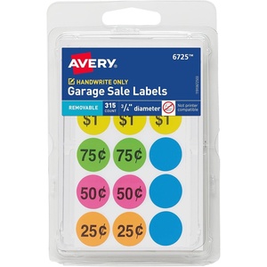 image:imageAvery Garage Sale Removable Labels 34 Inch Round Labels Assorted Colors NonPrintable 315 Pricing Stickers Total 6725One Size