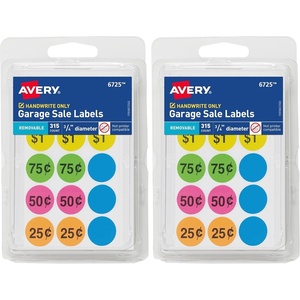 image:imageAvery Garage Sale Removable Labels 34 Inch Round Labels Assorted Colors NonPrintable 315 Pricing Stickers Total 6725One Size Pack of 2