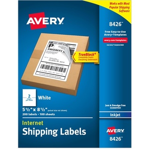 image:imageAvery HalfSheet Printable Shipping Labels 55 x 85 Customizable Stickers White 50 Blank Mailing Labels Great for Mailing Shipping Organizing and More 8126One Size