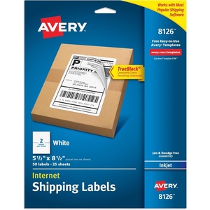 image:imageAvery HalfSheet Printable Shipping Labels 55 x 85 Customizable Stickers White 50 Blank Mailing Labels Great for Mailing Shipping Organizing and More 8126512 in X 812 in