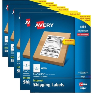 image:imageAvery HalfSheet Printable Shipping Labels 55 x 85 Customizable Stickers White 50 Blank Mailing Labels Great for Mailing Shipping Organizing and More 812655 x 85 Pack of 4