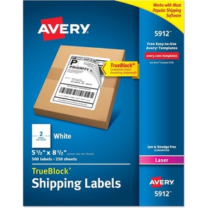 image:imageAvery HalfSheet Printable Shipping Labels 55 x 85 Customizable Stickers White 500 Blank Mailing Labels Great for Mailing Shipping Organizing and More 5912512 in X 812 in