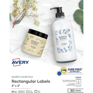 image:imageAvery Printable Blank Rectangle Labels 2 x 3 Glossy Crystal Clear 80 Customizable Labels 22822