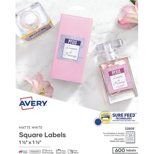 image:imageAvery Printable Blank Square Labels 15 x 15 Matte White 600 Customizable Labels 2280515 x 15